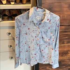 Frank & Oak blue floral blouse